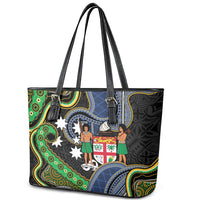 South Sea Islanders And Fiji Leather Tote Bag Fijian Coat Of Arms And Southern Cross DT05 - Polynesian Pride