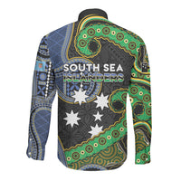 South Sea Islanders And Fiji Long Sleeve Button Shirt Fijian Coat Of Arms And Southern Cross DT05 - Polynesian Pride