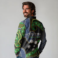 South Sea Islanders And Fiji Long Sleeve Polo Shirt Fijian Coat Of Arms And Southern Cross DT05 - Polynesian Pride