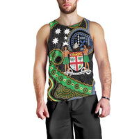 South Sea Islanders And Fiji Men Tank Top Fijian Coat Of Arms And Southern Cross DT05 - Polynesian Pride