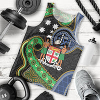 South Sea Islanders And Fiji Men Tank Top Fijian Coat Of Arms And Southern Cross DT05 - Polynesian Pride