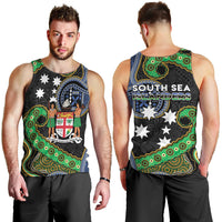 South Sea Islanders And Fiji Men Tank Top Fijian Coat Of Arms And Southern Cross DT05 - Polynesian Pride