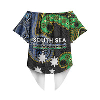 South Sea Islanders And Fiji Off Shoulder Wrap Waist Top Fijian Coat Of Arms And Southern Cross DT05 - Polynesian Pride