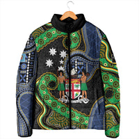South Sea Islanders And Fiji Padded Jacket Fijian Coat Of Arms And Southern Cross DT05 - Polynesian Pride