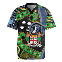 South Sea Islanders And Fiji Rugby Jersey Fijian Coat Of Arms And Southern Cross DT05 Black - Polynesian Pride