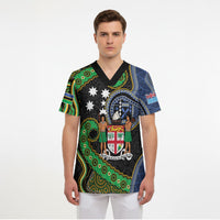 South Sea Islanders And Fiji Scrub Top Fijian Coat Of Arms And Southern Cross DT05 - Polynesian Pride