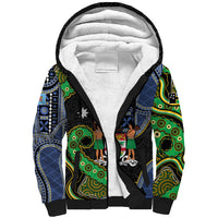 South Sea Islanders And Fiji Sherpa Hoodie Fijian Coat Of Arms And Southern Cross DT05 Unisex Black - Polynesian Pride