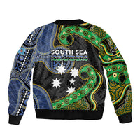 South Sea Islanders And Fiji Sleeve Zip Bomber Jacket Fijian Coat Of Arms And Southern Cross DT05 - Polynesian Pride