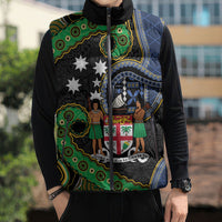 South Sea Islanders And Fiji Sleeveless Puffer Jacket Fijian Coat Of Arms And Southern Cross DT05 - Polynesian Pride