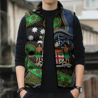 South Sea Islanders And Fiji Sleeveless Puffer Jacket Fijian Coat Of Arms And Southern Cross DT05 - Polynesian Pride