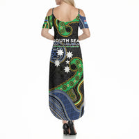 South Sea Islanders And Fiji Summer Maxi Dress Fijian Coat Of Arms And Southern Cross DT05 - Polynesian Pride