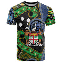 South Sea Islanders And Fiji T Shirt Fijian Coat Of Arms And Southern Cross DT05 Black - Polynesian Pride