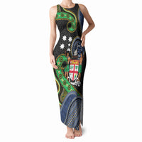 South Sea Islanders And Fiji Tank Maxi Dress Fijian Coat Of Arms And Southern Cross DT05 Women Black - Polynesian Pride