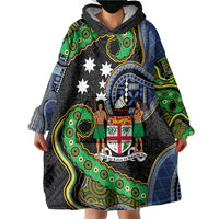 South Sea Islanders And Fiji Wearable Blanket Hoodie Fijian Coat Of Arms And Southern Cross DT05 - Polynesian Pride