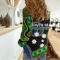 South Sea Islanders And Fiji Women Casual Shirt Fijian Coat Of Arms And Southern Cross DT05 - Polynesian Pride