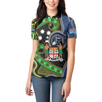 South Sea Islanders And Fiji Women Polo Shirt Fijian Coat Of Arms And Southern Cross DT05 - Polynesian Pride