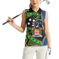 South Sea Islanders And Fiji Women Sleeveless Polo Shirt Fijian Coat Of Arms And Southern Cross DT05 - Polynesian Pride