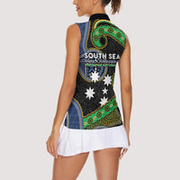 South Sea Islanders And Fiji Women Sleeveless Polo Shirt Fijian Coat Of Arms And Southern Cross DT05 - Polynesian Pride