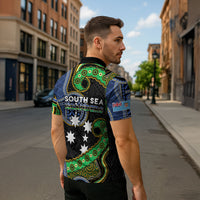 South Sea Islanders And Fiji Zipper Polo Shirt Fijian Coat Of Arms And Southern Cross DT05 - Polynesian Pride