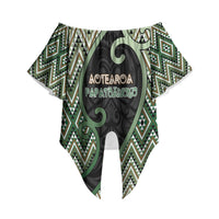 Custom Aotearoa Atua Papatuanuku Off Shoulder Wrap Waist Top Earth Mother Father Koru Patterns
