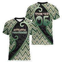 Custom Aotearoa Atua Papatuanuku Women V-Neck T-Shirt Earth Mother Father Koru Patterns