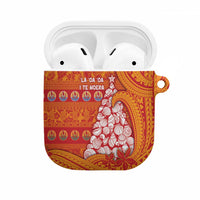 French Polynesia Christmas AirPods Case Seashell Xmas Tree Tribal Waves DT05 Orange - Polynesian Pride