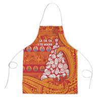French Polynesia Christmas Apron Seashell Xmas Tree Tribal Waves DT05 Orange - Polynesian Pride