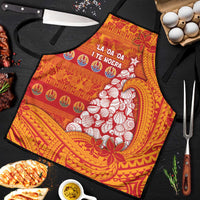 French Polynesia Christmas Apron Seashell Xmas Tree Tribal Waves DT05 Orange - Polynesian Pride