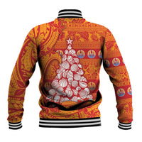 French Polynesia Christmas Baseball Jacket Seashell Xmas Tree Tribal Waves DT05 - Polynesian Pride