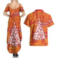 French Polynesia Christmas Couples Matching Summer Maxi Dress and Hawaiian Shirt Seashell Xmas Tree Tribal Waves DT05 - Polynesian Pride