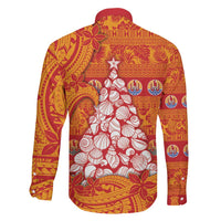 French Polynesia Christmas Family Matching Long Sleeve Bodycon Dress and Hawaiian Shirt Seashell Xmas Tree Tribal Waves - Polynesian Pride