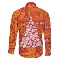 French Polynesia Christmas Family Matching Off Shoulder Short Dress and Hawaiian Shirt Seashell Xmas Tree Tribal Waves DT05 - Polynesian Pride