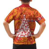 French Polynesia Christmas Family Matching Puletasi and Hawaiian Shirt Seashell Xmas Tree Tribal Waves - Polynesian Pride