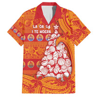 French Polynesia Christmas Family Matching Short Sleeve Bodycon Dress and Hawaiian Shirt Seashell Xmas Tree Tribal Waves - Polynesian Pride