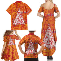 French Polynesia Christmas Family Matching Summer Maxi Dress and Hawaiian Shirt Seashell Xmas Tree Tribal Waves DT05 - Polynesian Pride