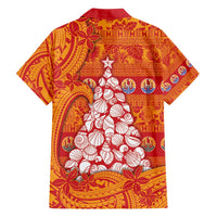 French Polynesia Christmas Family Matching Tank Maxi Dress and Hawaiian Shirt Seashell Xmas Tree Tribal Waves DT05 - Polynesian Pride
