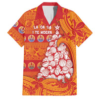 French Polynesia Christmas Hawaiian Shirt Seashell Xmas Tree Tribal Waves DT05 Orange - Polynesian Pride