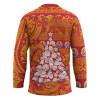 French Polynesia Christmas Hockey Jersey Seashell Xmas Tree Tribal Waves DT05 - Polynesian Pride
