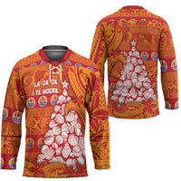 French Polynesia Christmas Hockey Jersey Seashell Xmas Tree Tribal Waves DT05 - Polynesian Pride
