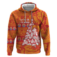 French Polynesia Christmas Hoodie Seashell Xmas Tree Tribal Waves DT05 Pullover Hoodie Orange - Polynesian Pride