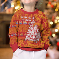 French Polynesia Christmas Kid Ugly Christmas Sweater Seashell Xmas Tree Tribal Waves DT05 - Polynesian Pride