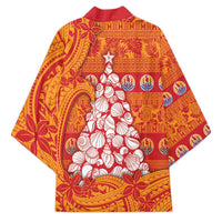 French Polynesia Christmas Kimono Seashell Xmas Tree Tribal Waves - Polynesian Pride
