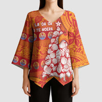 French Polynesia Christmas Kimono Sleeve Blouse Seashell Xmas Tree Tribal Waves DT05 - Polynesian Pride