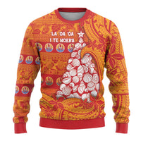 French Polynesia Christmas Ugly Christmas Sweater Seashell Xmas Tree Tribal Waves - Polynesian Pride