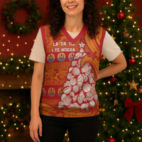 French Polynesia Christmas Knitted V-Neck Vest Seashell Xmas Tree Tribal Waves DT05 - Polynesian Pride