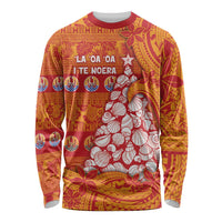 French Polynesia Christmas Long Sleeve Shirt Seashell Xmas Tree Tribal Waves DT05 Unisex Orange - Polynesian Pride