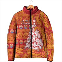 French Polynesia Christmas Padded Jacket Seashell Xmas Tree Tribal Waves DT05 - Polynesian Pride