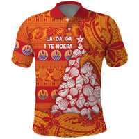 French Polynesia Christmas Polo Shirt Seashell Xmas Tree Tribal Waves DT05 Orange - Polynesian Pride