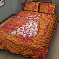 French Polynesia Christmas Quilt Bed Set Seashell Xmas Tree Tribal Waves - Polynesian Pride