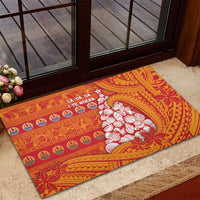 French Polynesia Christmas Rubber Doormat Seashell Xmas Tree Tribal Waves DT05 - Polynesian Pride